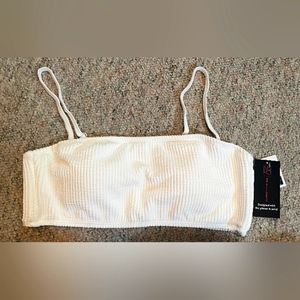 White tube top bathing suit with straps